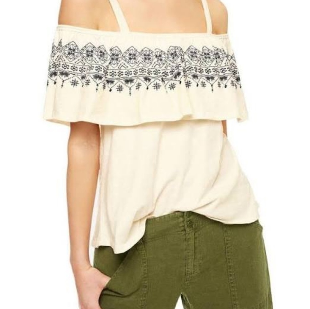 Sanctuary Embroidered off the Shoulder 
